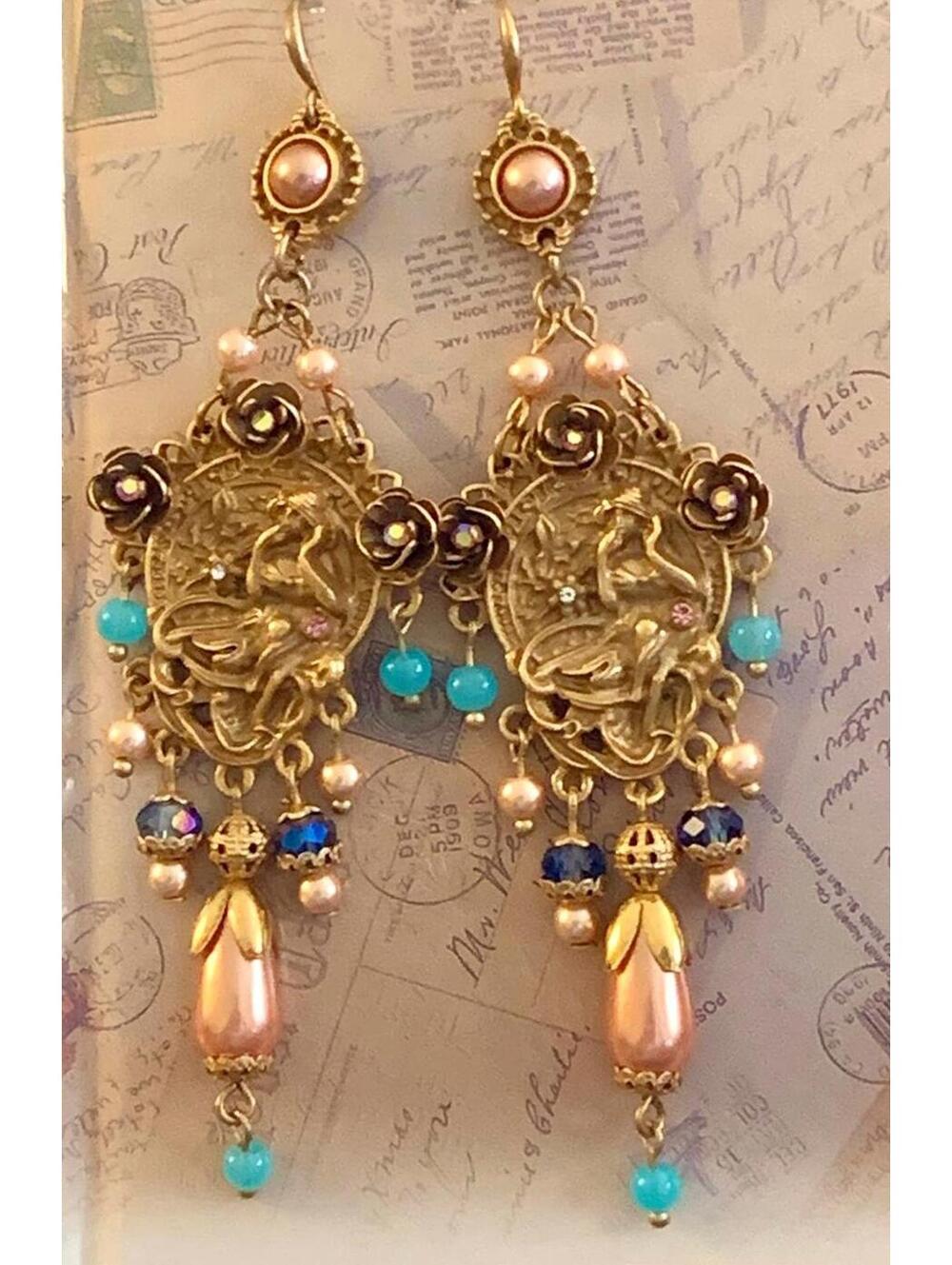 Victorian Reverie "Goddess of the Moon" Drop Earrings - Picture 3 of 5